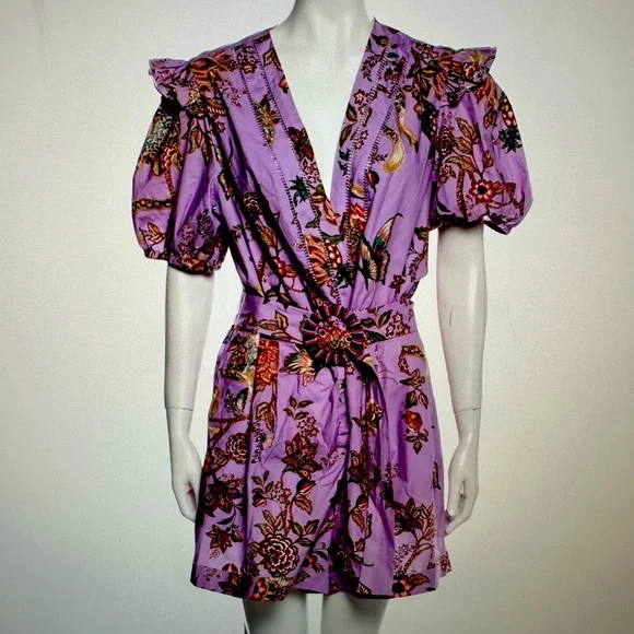 FARM Rio Purple Ruffled Wrap Jumpsuit - Picture 1 of 12